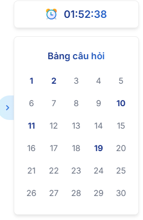 Bảng câu hỏi bài tập