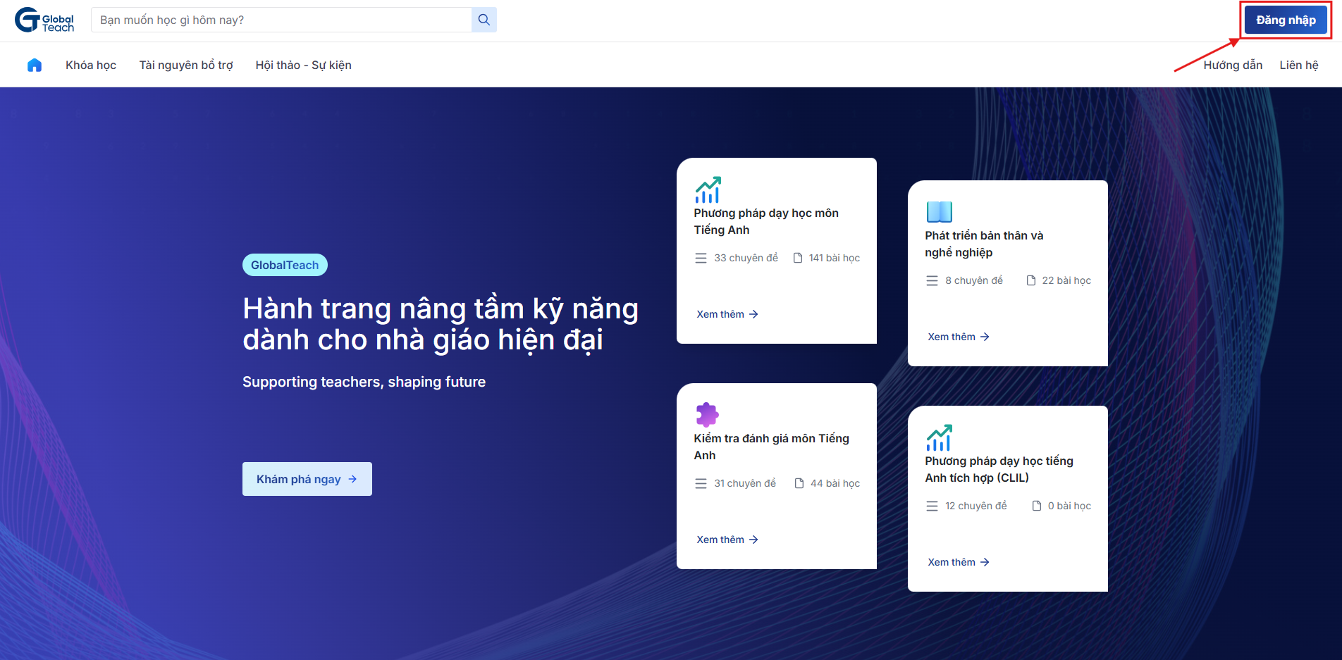 Giao diện trang chủ